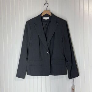 NWT Calvin Klein Plus Size Blazer 20 Gray One Button Suit Jacket Workwear Career